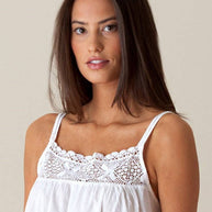 Jenn White Cotton Nightgown, Lace