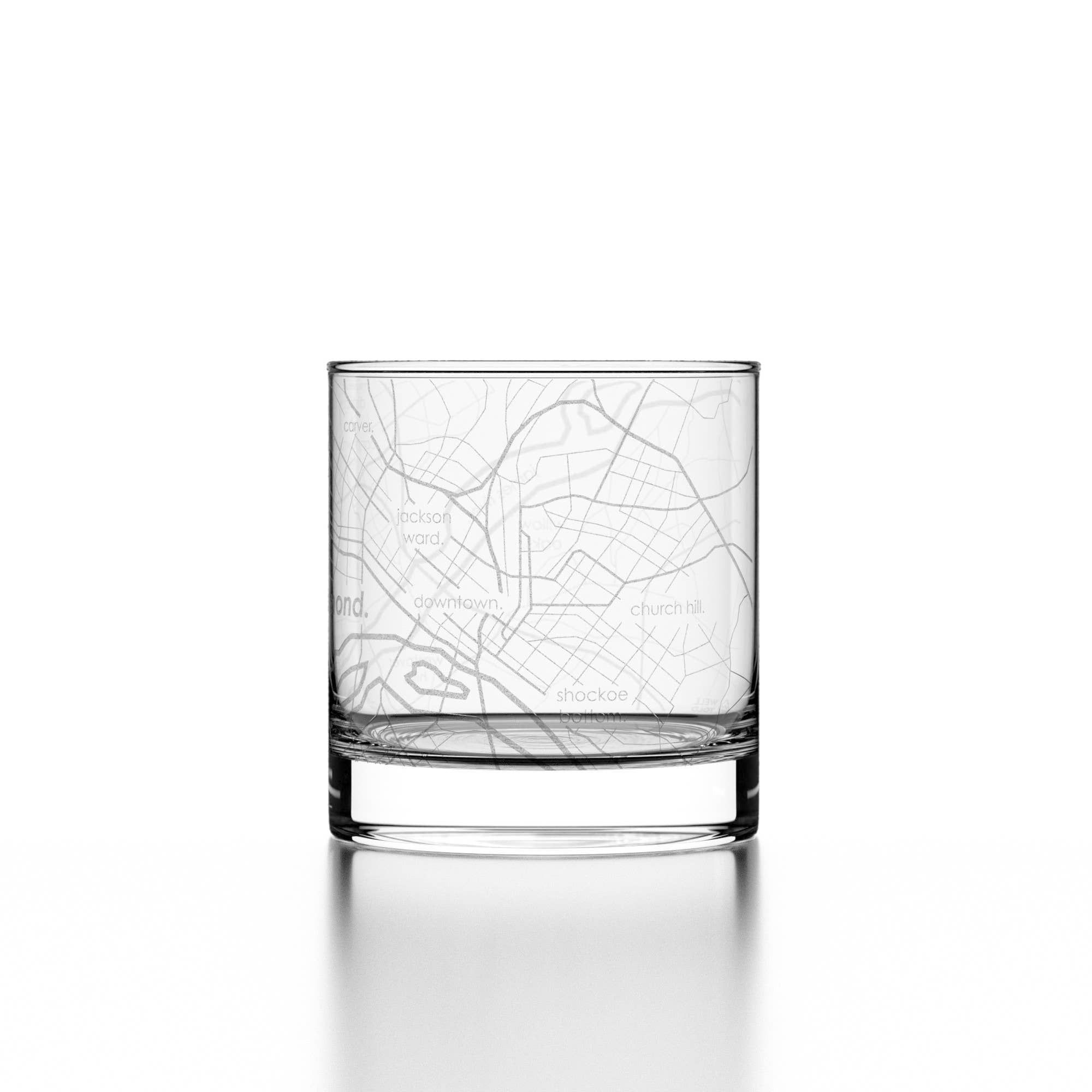 Well Told City Map Etched Whiskey Rocks Glass - Richmond, VA