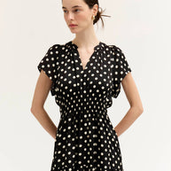 Grade & Gather Printed Ruffle Satin Midi Dress