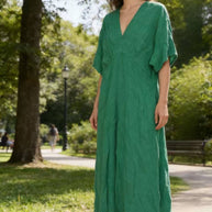 LÉA & LUC Flowing V-Neck Linen Maxi Dress