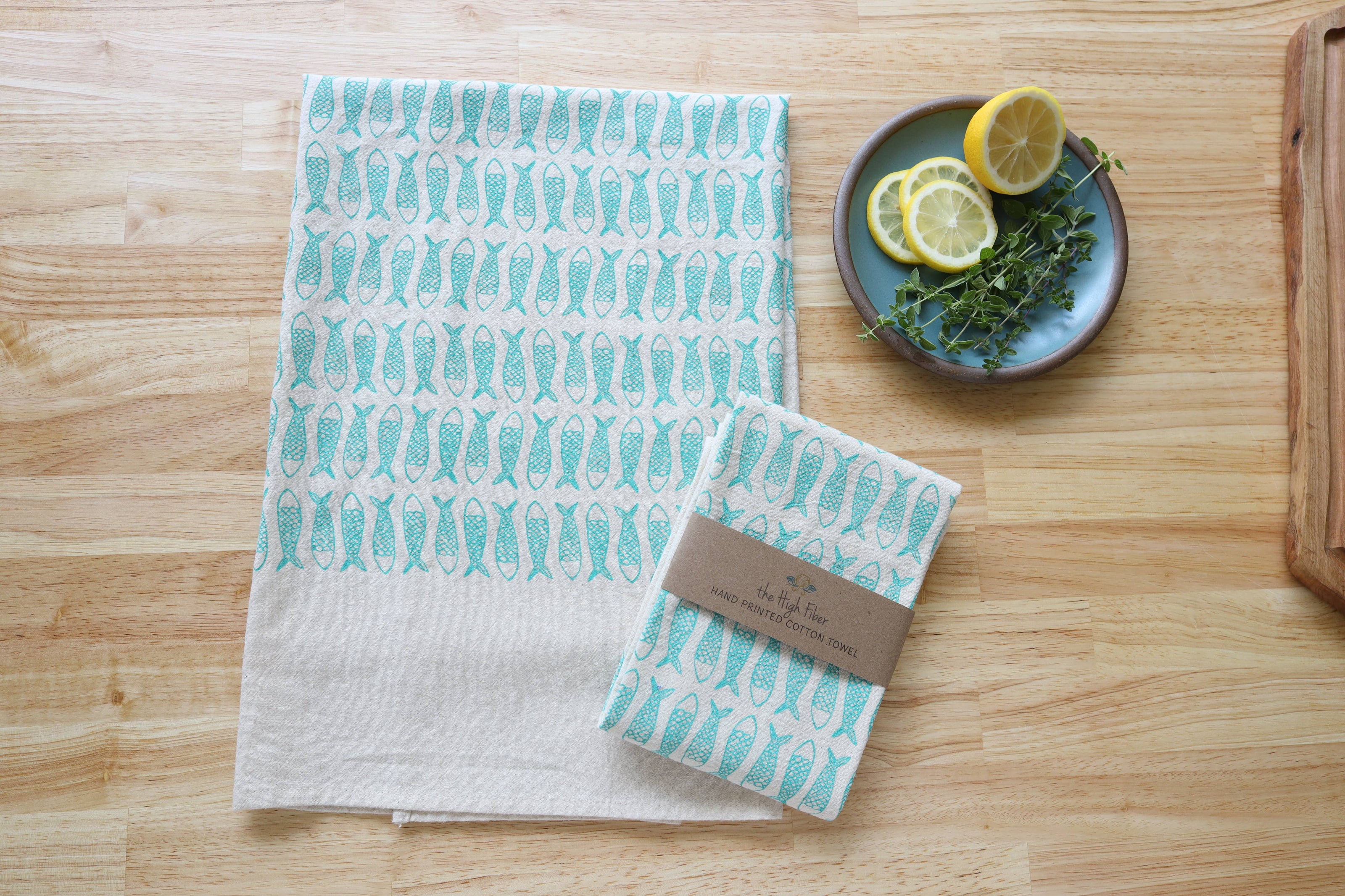 The High Fiber Handprinted Fish Kitchen Towel