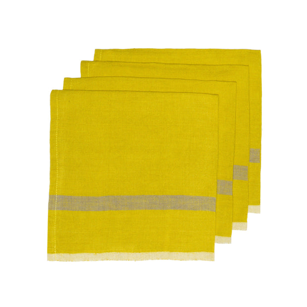 Laundered Linen Lime/Grey Napkins 20x20 - Set of 4