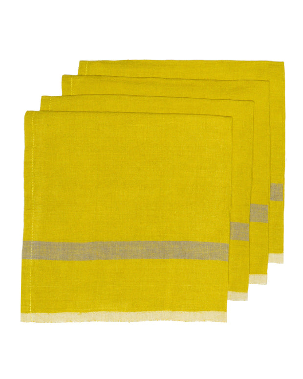 Laundered Linen Lime/Grey Napkins 20x20 - Set of 4
