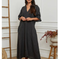 LÉA & LUC Flowing V-Neck Linen Maxi Dress
