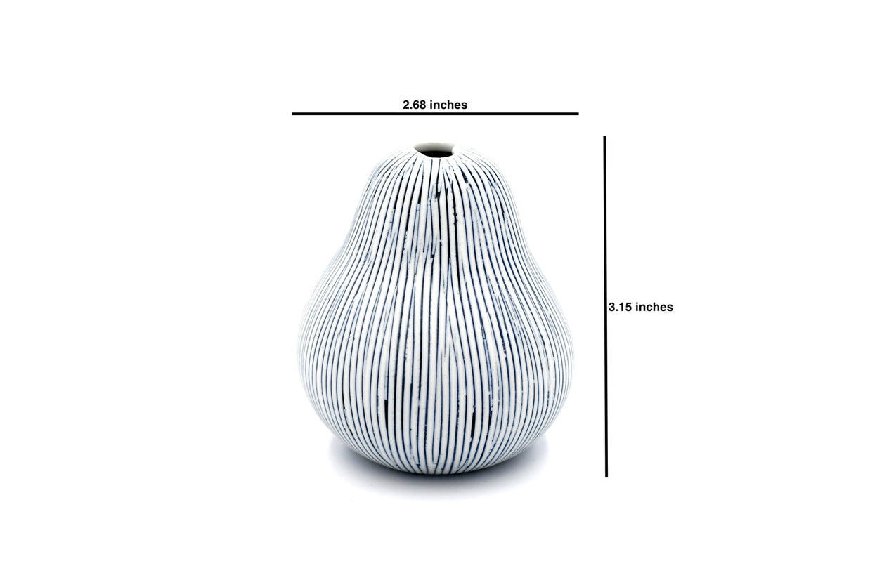 AFT Striped Gugu Pear Small Porcelain Bud Vase