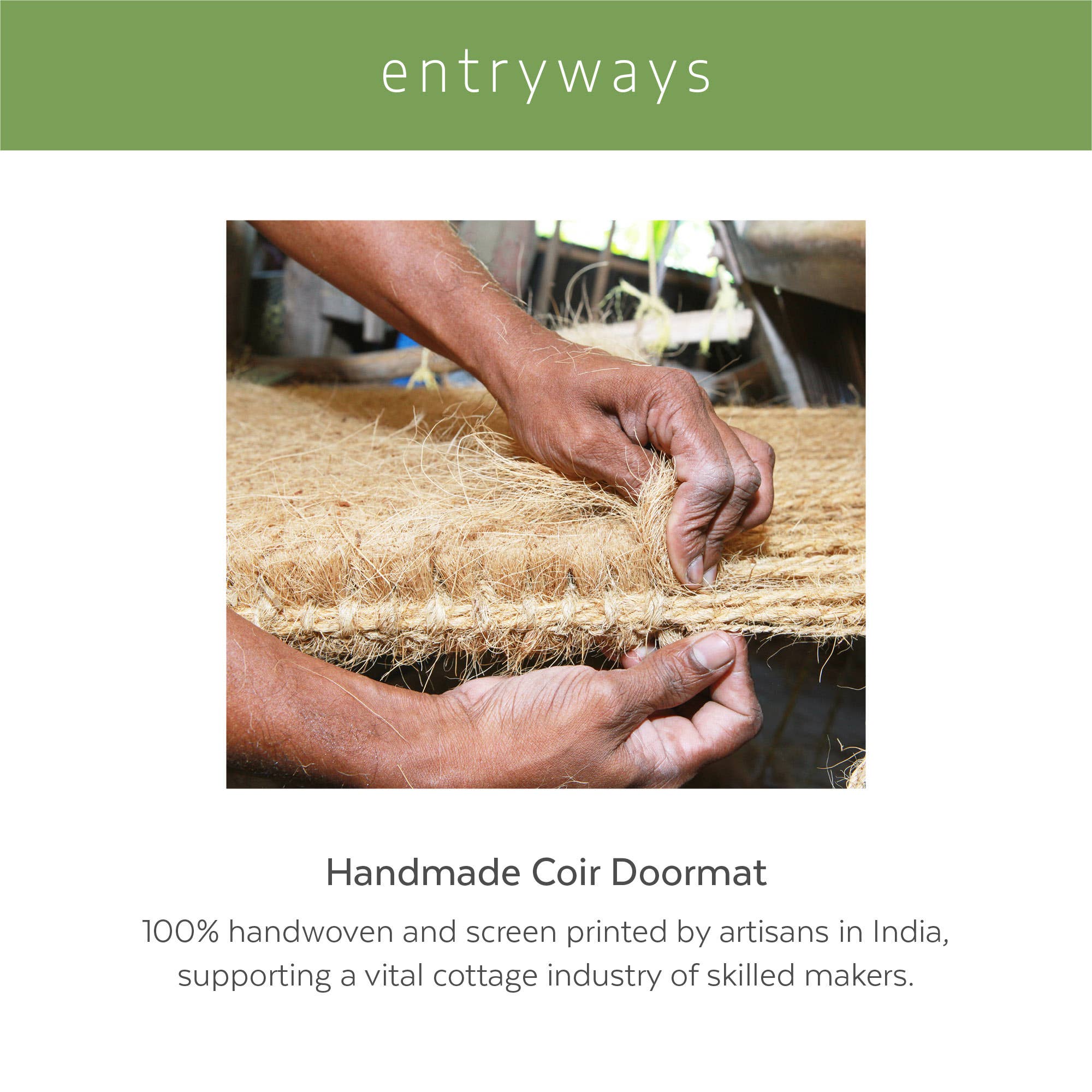 Tropical Leaves Handwoven Coconut Fiber Doormat