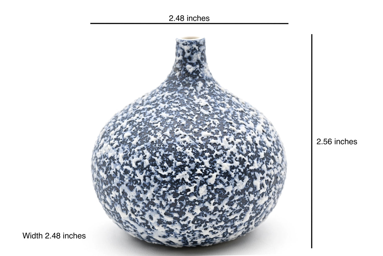 AFT Blue Spotted Congo Tiny S-Handcrafted Porcelain Bud Vase