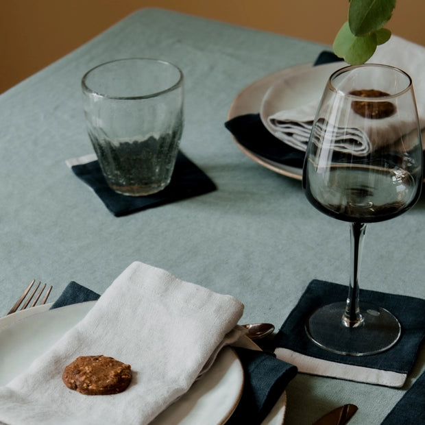 Linen Tales - Deep Water Linen Coasters - Set of Four