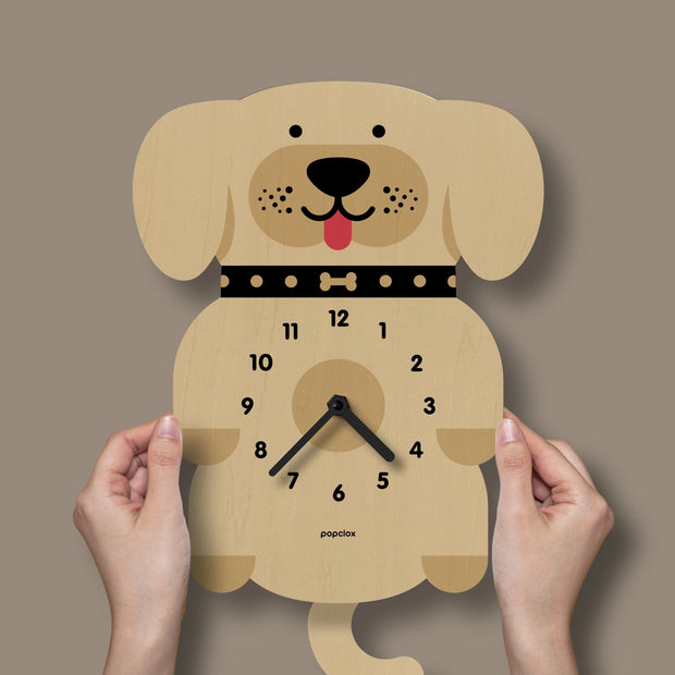 Puppy Pendulum Clock - Wood