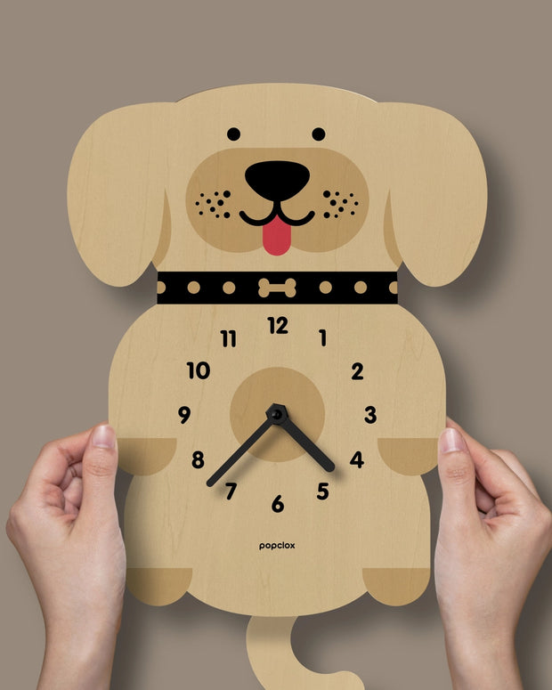 Puppy Pendulum Clock - Wood