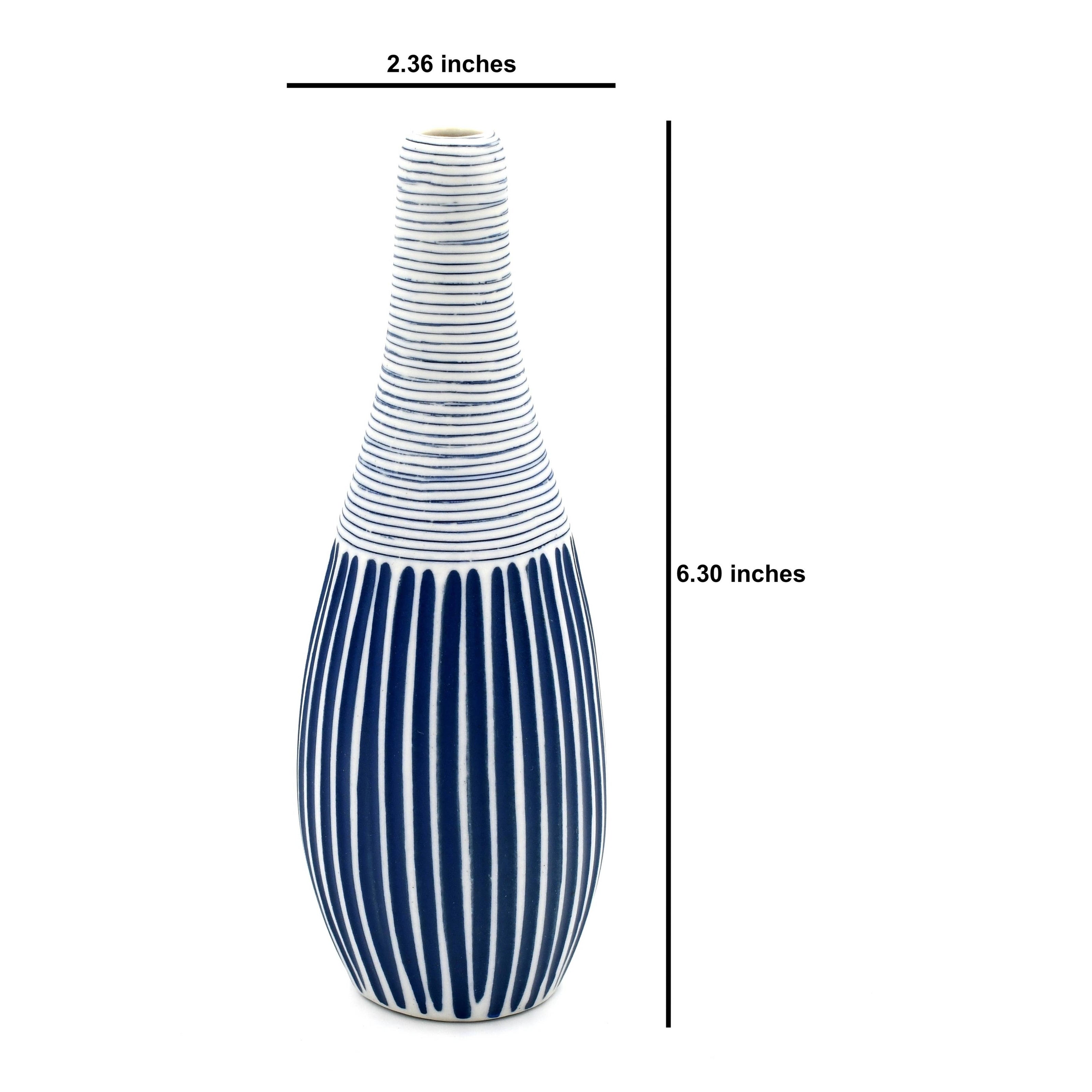 Art Floral Trading Blue Multi-Striped  Modo Mini Porcelain Bud Vase