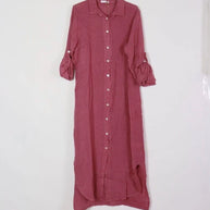 LÉA & LUC Button-Down Linen Maxi Dress with Collar