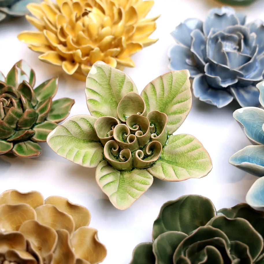 Green Lotus - Ceramic Faux Flowers