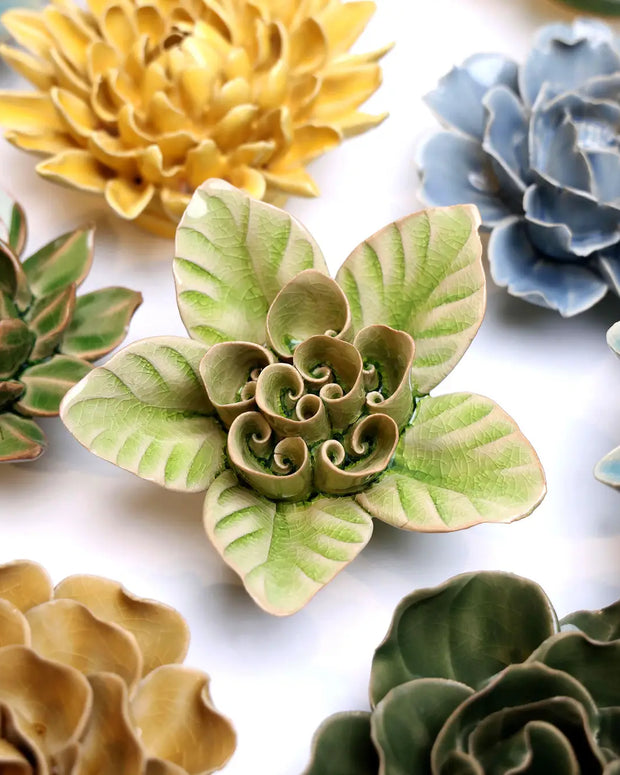 Green Lotus - Ceramic Faux Flowers