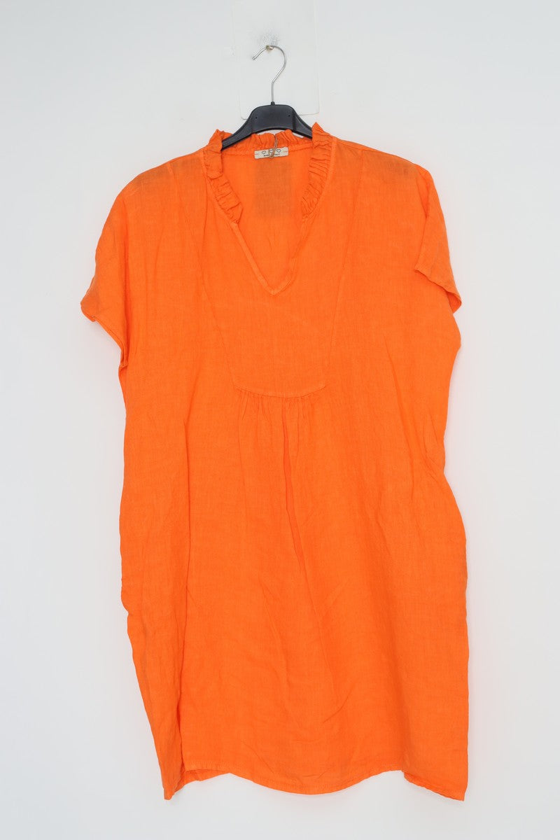 LÈA & LUC Short Linen Dress with Ruffled Collar
