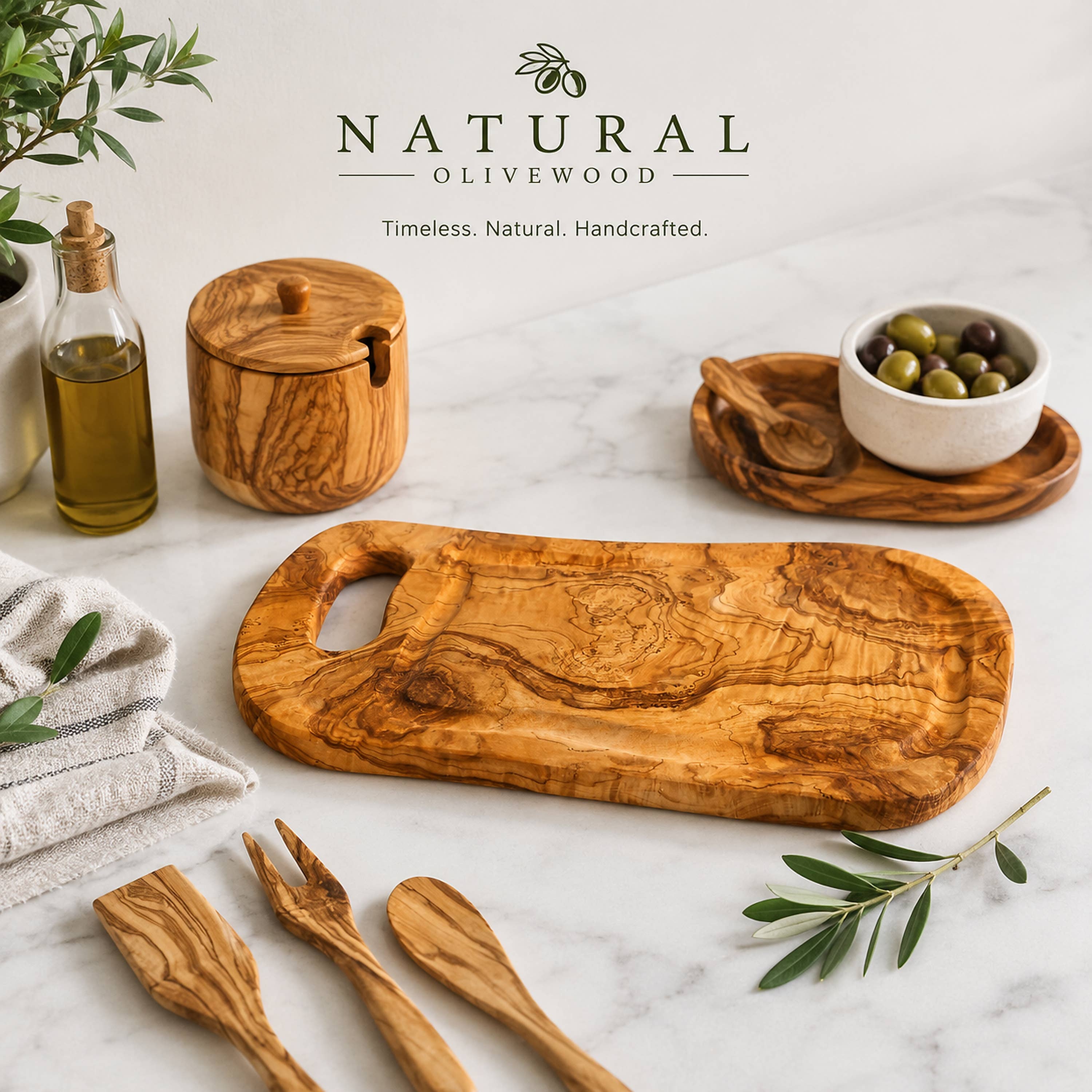 Olive Wood Charcuterie Board with Juice Well