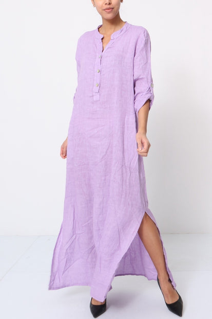 LÉA & LUC Button Down Long Linen Dress