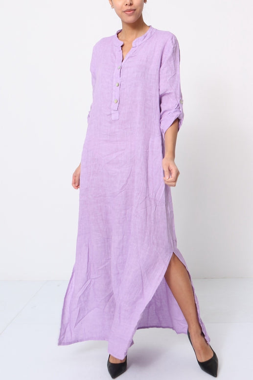 LÉA & LUC Button Down Long Linen Dress