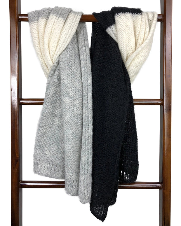 Color Block Alpaca Wrap Scarf - Slate + Salt