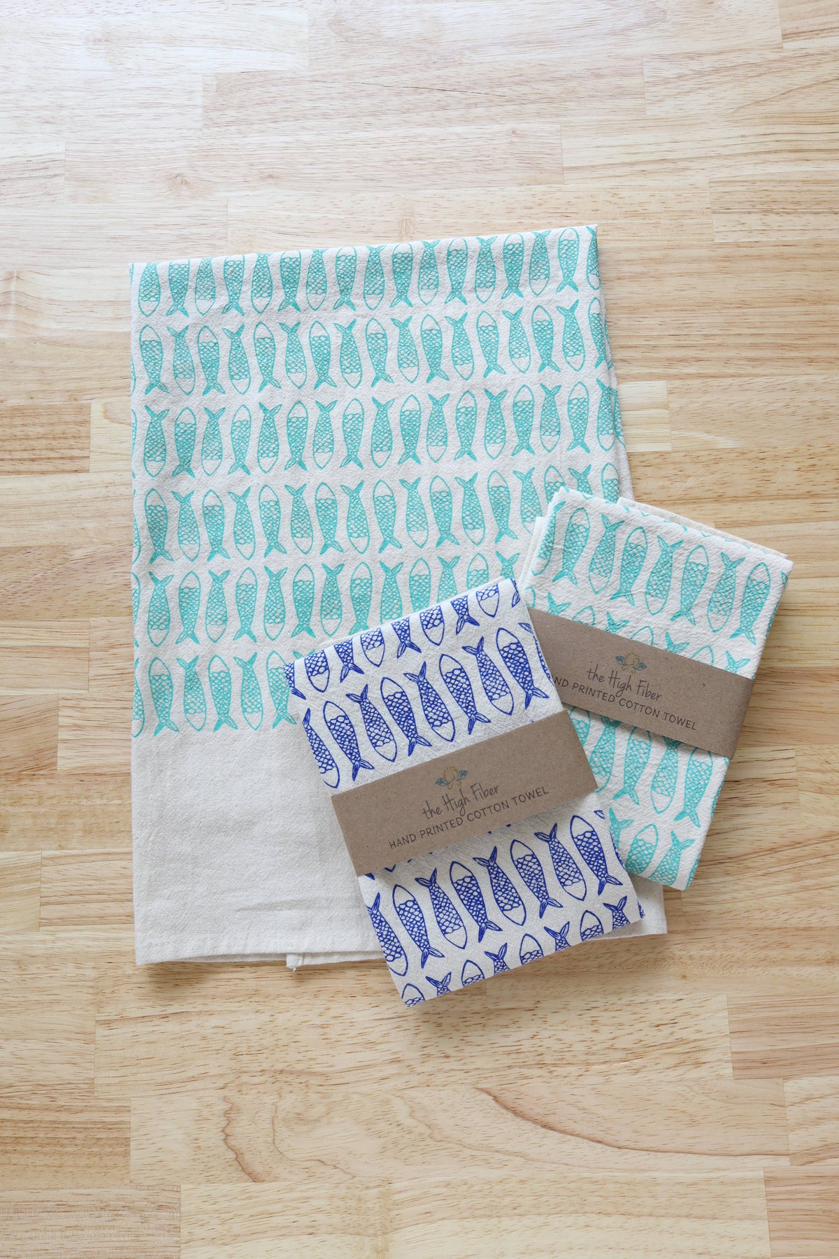 The High Fiber Handprinted Fish Kitchen Towel
