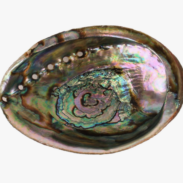 Floral Smudge Wand with Quartz Crystal with Abalone Shell, Rosemary & Sage