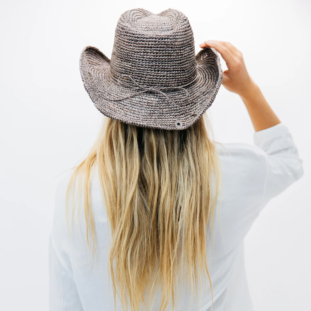 Emilia Adjustable Crochet Raffia Western Drifter Cowboy Hat
