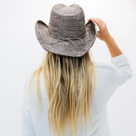 Emilia Adjustable Crochet Raffia Western Drifter Cowboy Hat