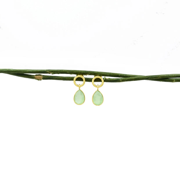 Schmuckoo Berlin Circle Post Earring Gold Silver 925 - Green Jade