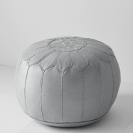 Moroccan Leather Foot Stool Ottoman, Handmade Pouf (Stuffed)