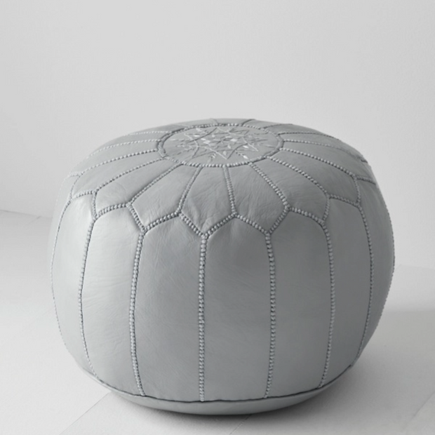 Moroccan Leather Foot Stool Ottoman, Handmade Pouf (Stuffed)