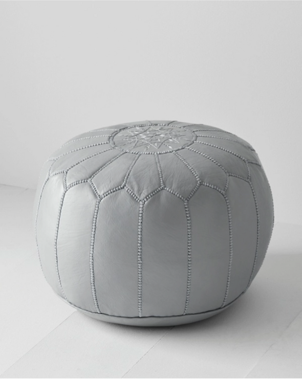 Moroccan Leather Foot Stool Ottoman, Handmade Pouf (Stuffed)