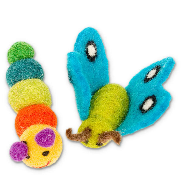 Caterpillar and Butterfly Wool Cat Toy - Dharma Dog Karma Cat