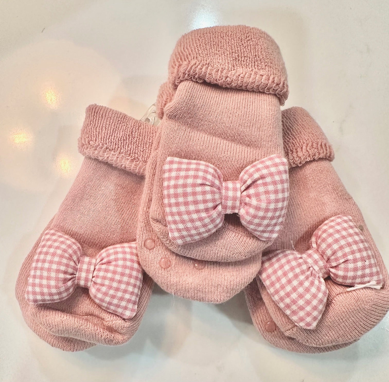 Annie & Charles Pink Bow Baby Socks with Non-Slip Sole