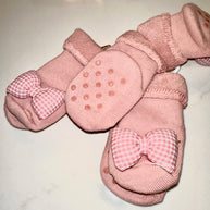 Annie & Charles Pink Bow Baby Socks with Non-Slip Sole