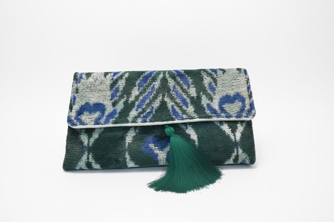Silk Velvet Ikat Clutch