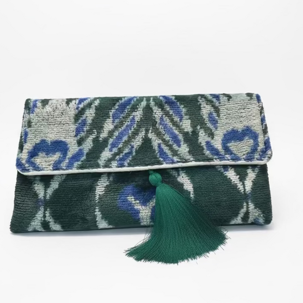 Silk Velvet Ikat Clutch