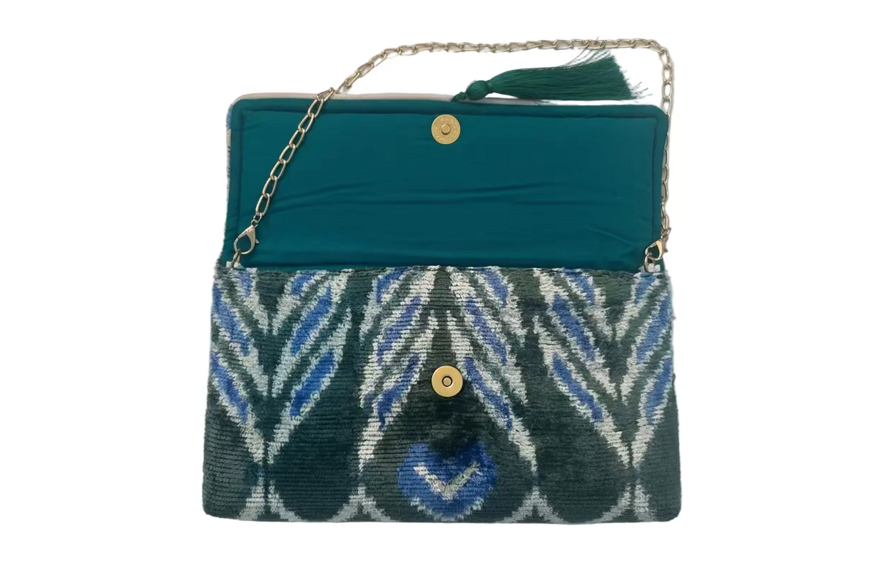 Silk Velvet Ikat Clutch