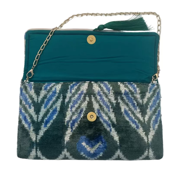 Silk Velvet Ikat Clutch