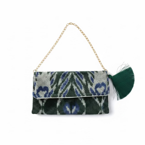 Silk Velvet Ikat Clutch