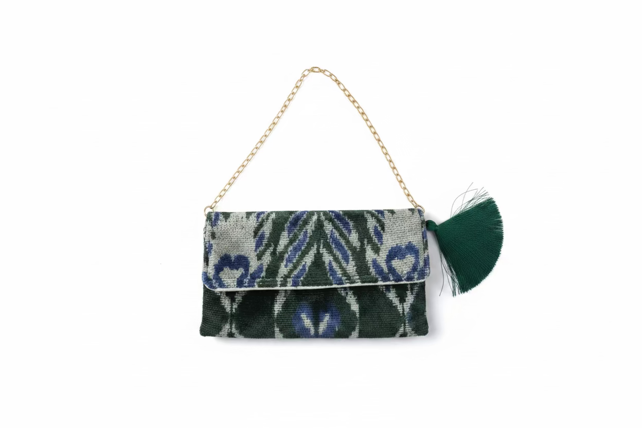 Silk Velvet Ikat Clutch
