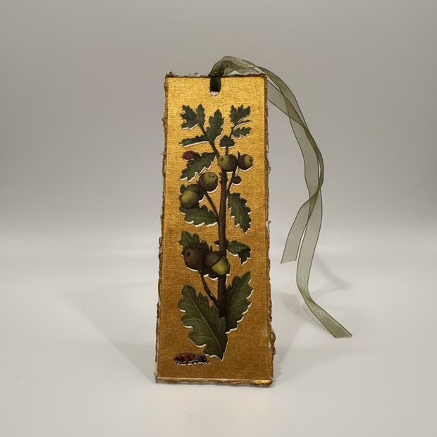 Bookmark with botanical illustration on a plain background