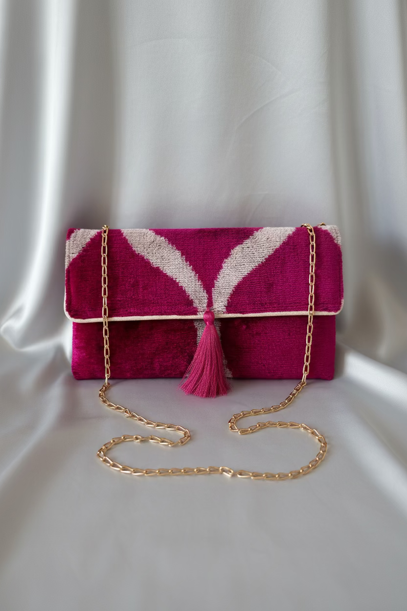 Silk Velvet Ikat Clutch