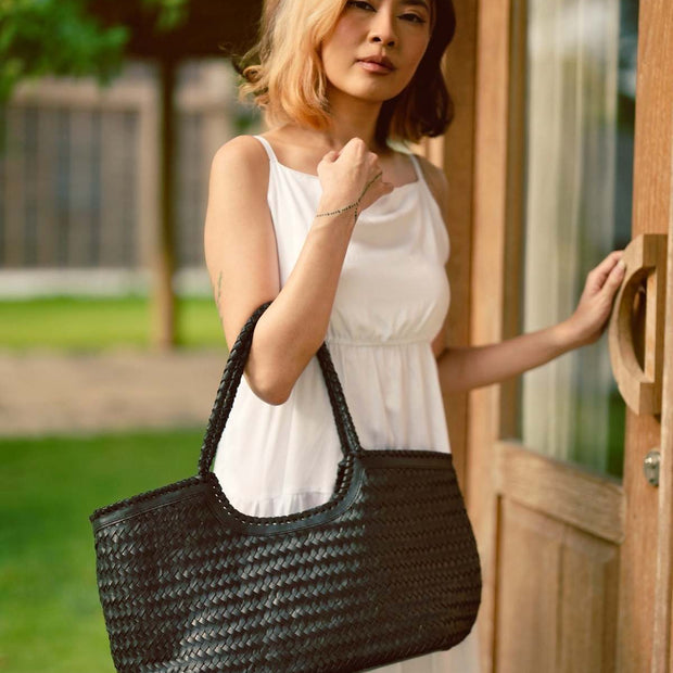 Pink Haley - Jolene Handwoven Leather Tote