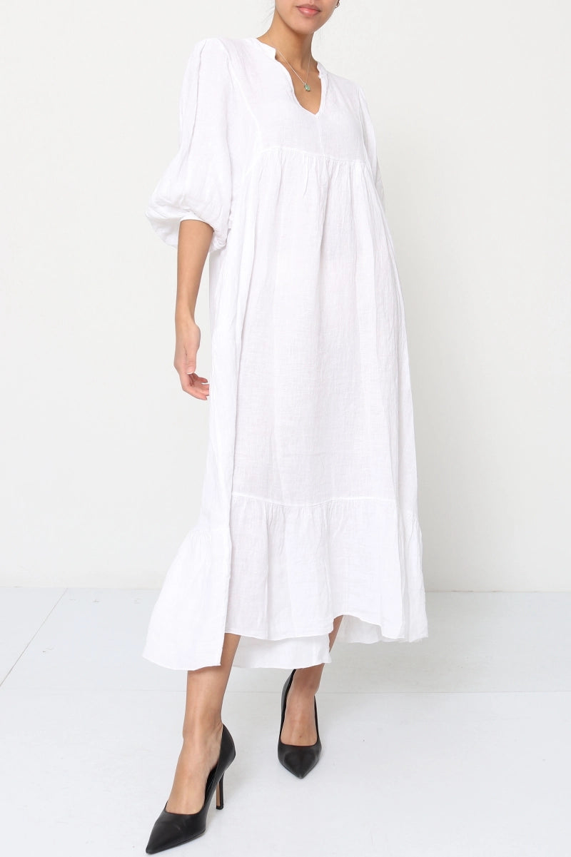 LÉA & LUC - Three Quarter Sleeve Maxi Linen Dress