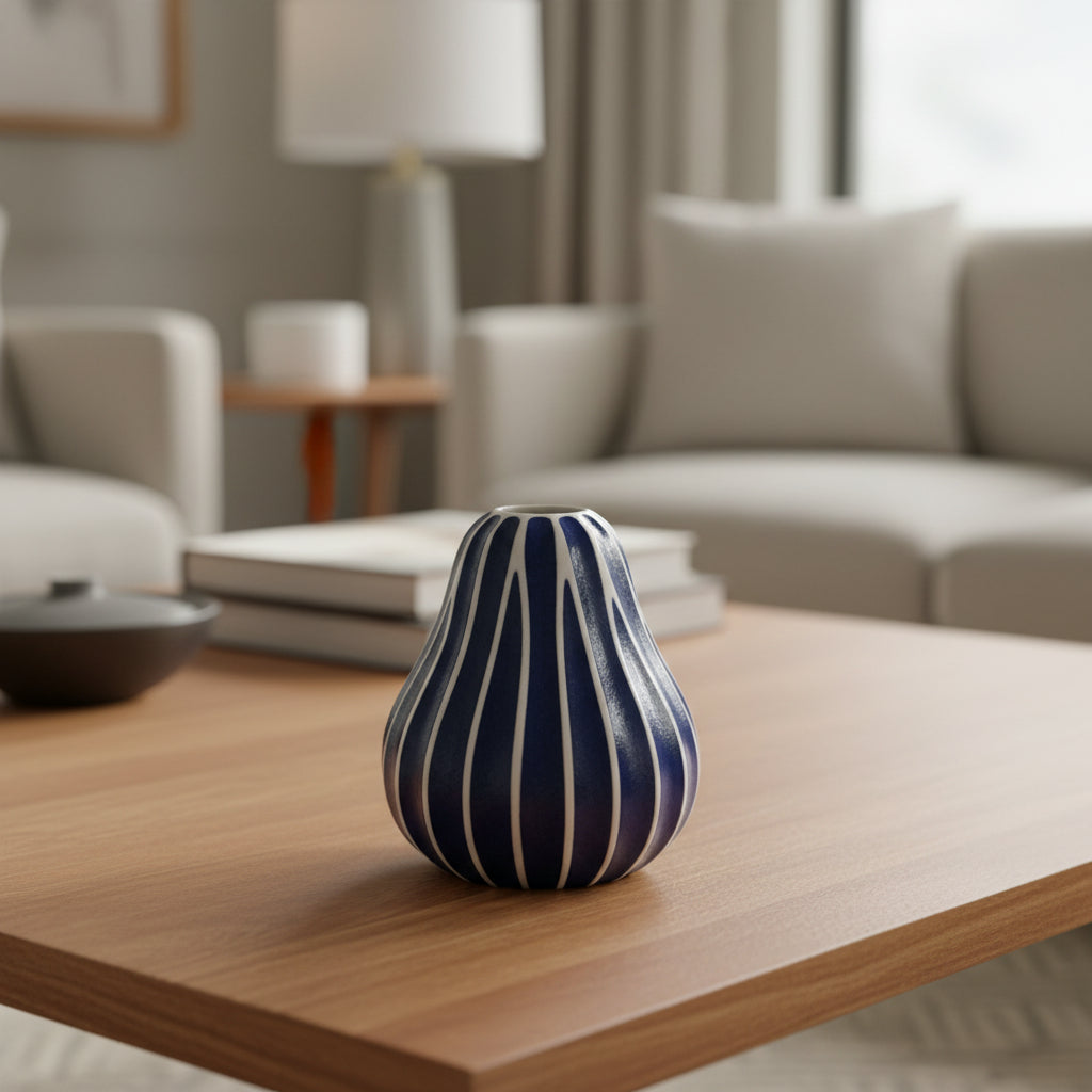AFT Blue Gugu Pear Small Porcelain Bud Vase