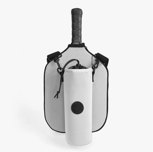 Posh Pickler - Pickleball Paddle Cover w/ Shoulder Strap, Storage and Clip and Ball Holder / Water Bottle Storage Pouch