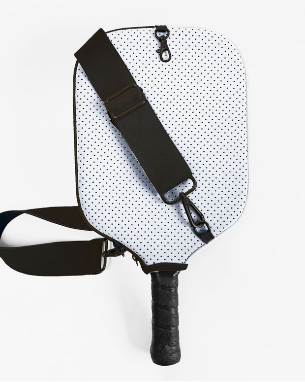 Posh Pickler - Pickleball Paddle Cover w/ Shoulder Strap, Storage and Clip and Ball Holder / Water Bottle Storage Pouch