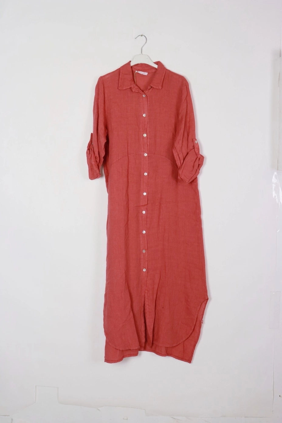 LÉA & LUC Button-Down Linen Maxi Dress with Collar