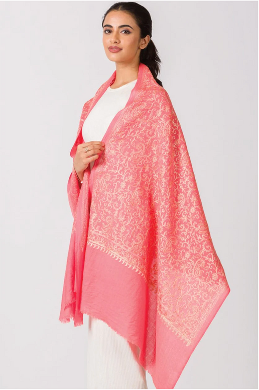 Paisley Embroidered Wool Shawl