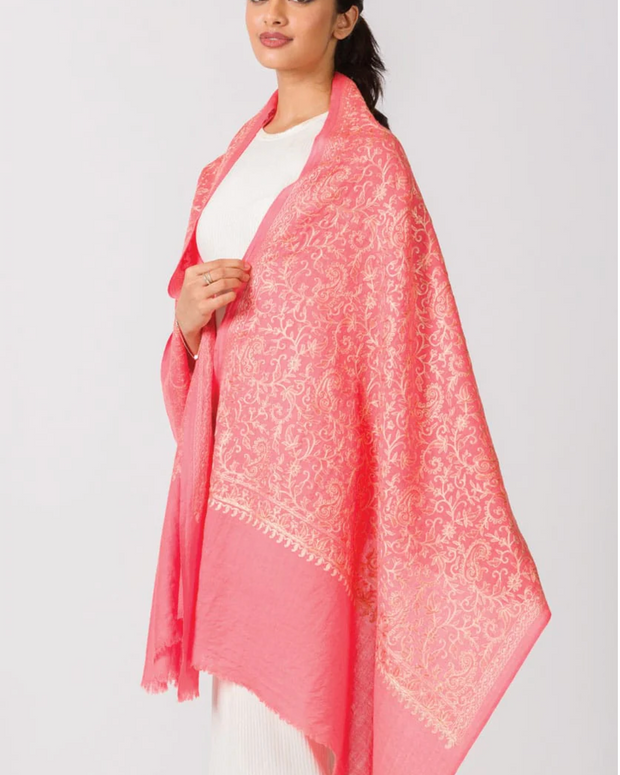 Paisley Embroidered Wool Shawl